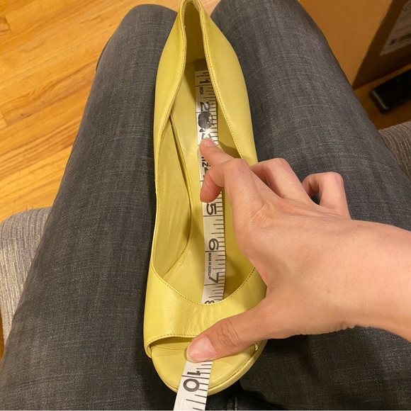 Nina Ricci designer chartreuse leather platform open toe heels made in Italy 39 - Picture 15 of 16